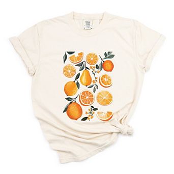 Orange Slice Collage - Women's Garment Dyed Graphic T-Shirt