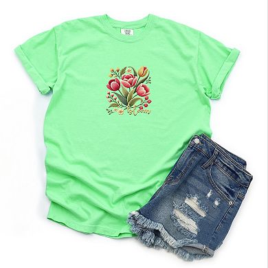 Bloom Tulips - Women's Garment Dyed Graphic T-Shirt
