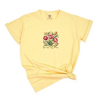 Bloom Tulips - Women's Garment Dyed Graphic T-Shirt