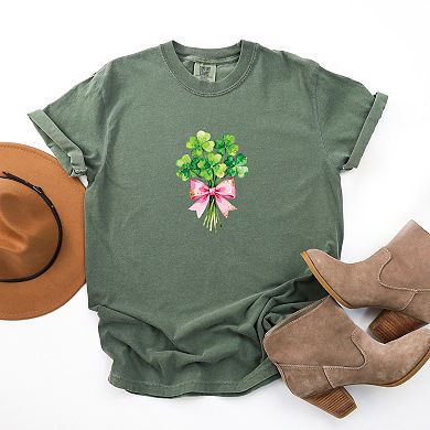 Clover Watercolor Bouquet - Women's Garment Dyed Graphic T-Shirt