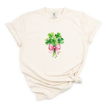 Clover Watercolor Bouquet - Women's Garment Dyed Graphic T-Shirt