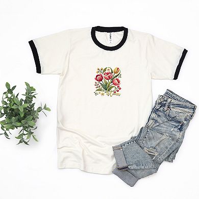 Bloom Tulips - Women's Ringer Graphic T-Shirt
