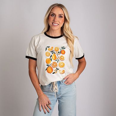 Orange Slice Collage - Women's Ringer Graphic T-Shirt