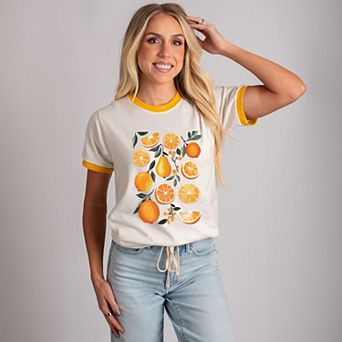 Orange Slice Collage - Women's Ringer Graphic T-Shirt