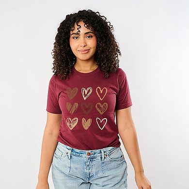 Brown Hearts Collage - Women's Short Sleeve Graphic T-Shirt
