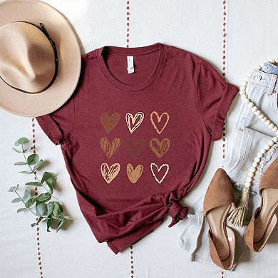 Brown Hearts Collage - Women's Short Sleeve Graphic T-Shirt