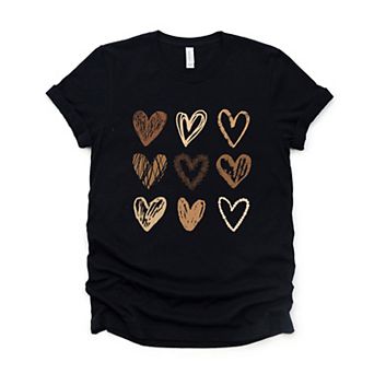 Brown Hearts Collage - Women's Short Sleeve Graphic T-Shirt