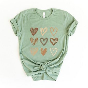 Brown Hearts Collage - Women's Short Sleeve Graphic T-Shirt