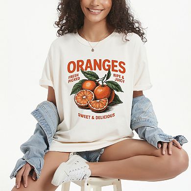Fresh Picked Oranges Vintage - Women's Garment Dyed Graphic T-Shirt