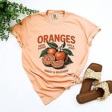 Fresh Picked Oranges Vintage - Women's Garment Dyed Graphic T-Shirt