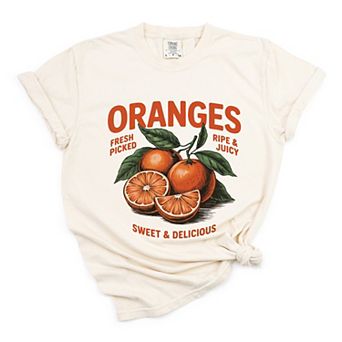 Fresh Picked Oranges Vintage - Women's Garment Dyed Graphic T-Shirt