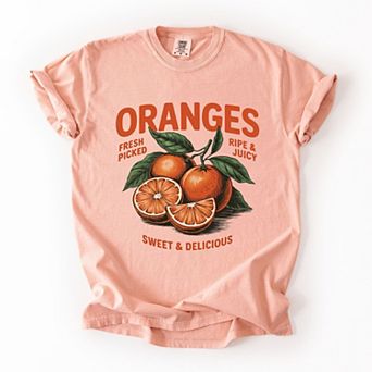 Fresh Picked Oranges Vintage - Women's Garment Dyed Graphic T-Shirt