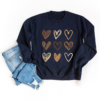 Brown Hearts Collage - Women's Graphic Sweatshirt