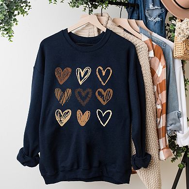 Brown Hearts Collage - Women's Graphic Sweatshirt