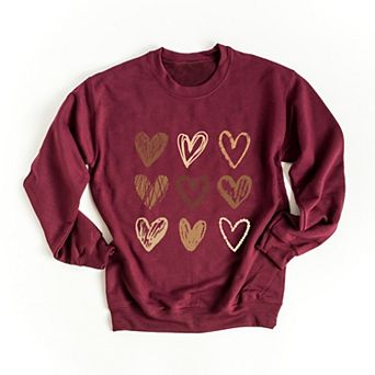 Brown Hearts Collage - Women's Graphic Sweatshirt