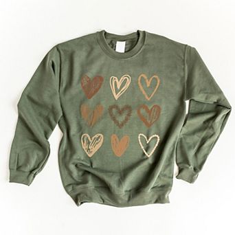 Brown Hearts Collage - Women's Graphic Sweatshirt