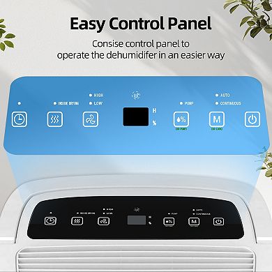150 pt. 7,000 sq.ft. Portable Dehumidifier in White with WiFi Control, Built-in Pump, Dual-Filter