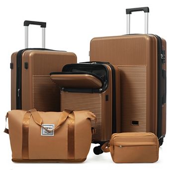 Merax 5 pc Hardside Luggage Set with Half-Opening Design, Double Spinner Wheels