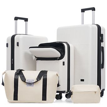 Merax 5 pc Hardside Luggage Set with Half-Opening Design, Double Spinner Wheels