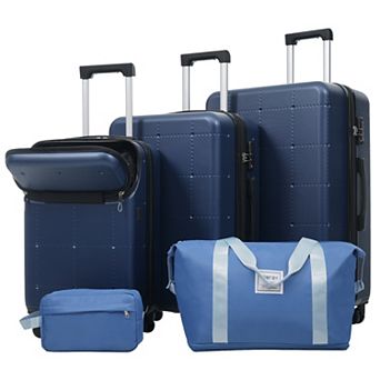 Merax Hardside Luggage Set 5 pc with Bags,20 in Half-opening Carry on Luggage with USB Port