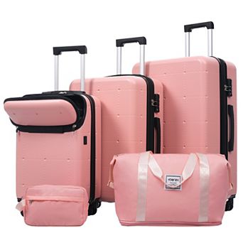Merax Hardside Luggage Set 5 pc with Bags,20 in Half-opening Carry on Luggage with USB Port