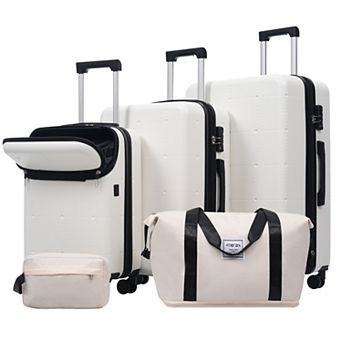 Merax Hardside Luggage Set 5 pc with Bags,20 in Half-opening Carry on Luggage with USB Port