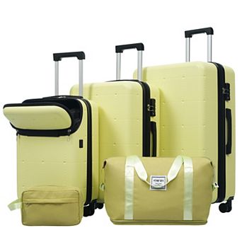 Merax Hardside Luggage Set 5 pc with Bags,20 in Half-opening Carry on Luggage with USB Port