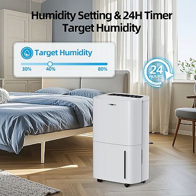 70 pt. 5,000 sq. ft. Dehumidifier in Whites with Pump, Quietly Remove Moisture, Auto Defrost