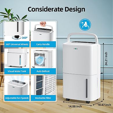 70 pt. 5,000 sq. ft. Dehumidifier in Whites with Pump, Quietly Remove Moisture, Auto Defrost