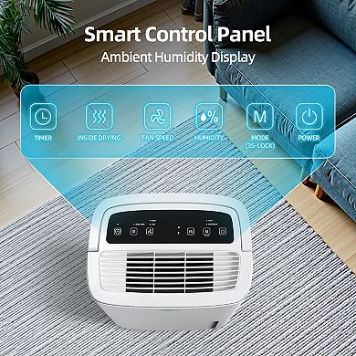 70 pt. 5,000 sq. ft. Dehumidifier in Whites with Pump, Quietly Remove Moisture, Auto Defrost