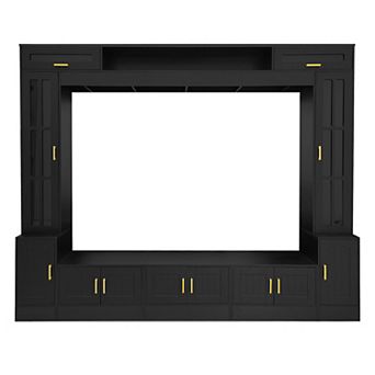 Merax 98.4" Wall Unit Entertainment Center with Bookshelves for TVs up to 80", Modern TV Stand
