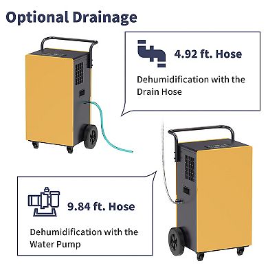 200 pt. 8,000 sq. ft. Bucketless Commercial Dehumidifier in Yellows/Golds with Pump