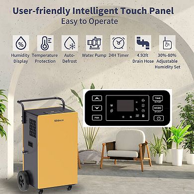 200 pt. 8,000 sq. ft. Bucketless Commercial Dehumidifier in Yellows/Golds with Pump