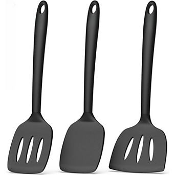 Great Ambitions 3 Pack Silicone Spatula Set,High Heat Resistant,Fish Spatula,Solid & Slotted Turner