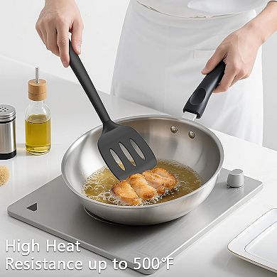 Great Ambitions 3 Pack Silicone Spatula Set,High Heat Resistant,Fish Spatula,Solid & Slotted Turner