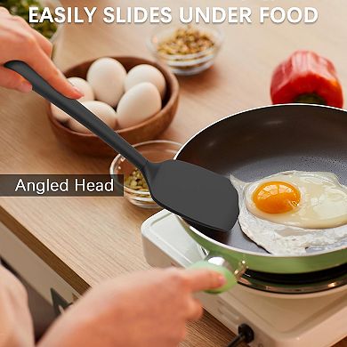 Great Ambitions 3 Pack Silicone Spatula Set,High Heat Resistant,Fish Spatula,Solid & Slotted Turner