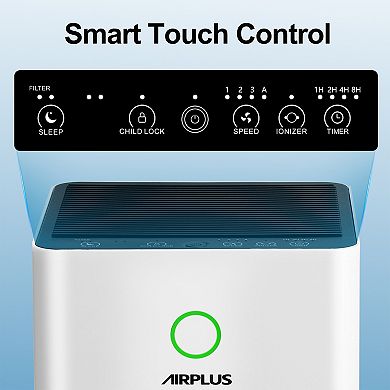 2152 sq.ft.HEPA-True Personal Air Purifier in Whites with Carbon Filters, Child Lock, 230CFM.
