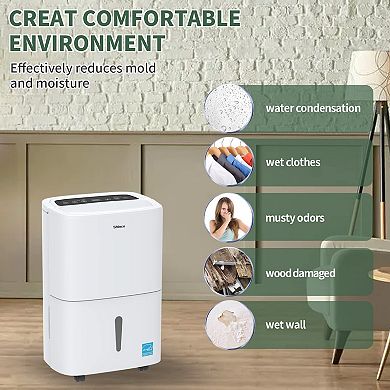 120 pt. 6,000 sq. ft. Portable Dehumidifier in White with Wi-Fi Control, Continuous Run