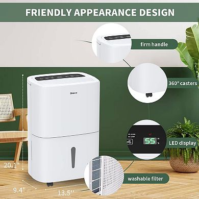 120 pt. 6,000 sq. ft. Portable Dehumidifier in White with Wi-Fi Control, Continuous Run