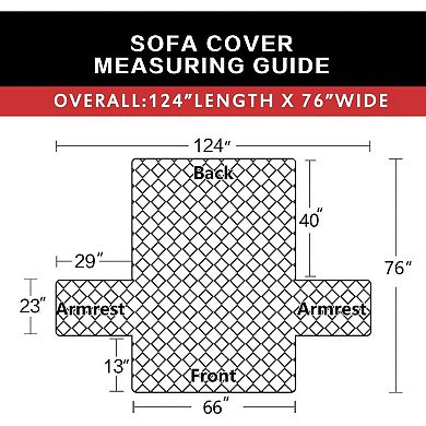 Great Ambitions Reversible Couch Cover for Cushion Couch Sofa Cover with Foam Sticks Elastic Straps