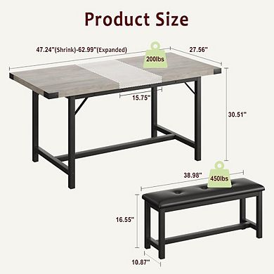 Extendable Dining Table Set with Benches for Space-Saving Seating