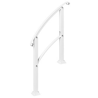 Outsunny 1-3 Step Handrails for Outdoor Steps, Metal Deck Railing,