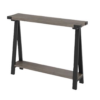 Farmhouse Console Table with 2 tier Storage, Narrow Entry Table with Metal Frame and MDF