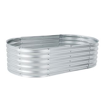 Aoodor Galvanized Raised Garden Bed Kit, 5.3 x 2.6 x 1.4 Ft, Oval Planter Box for Vegetables, Flower