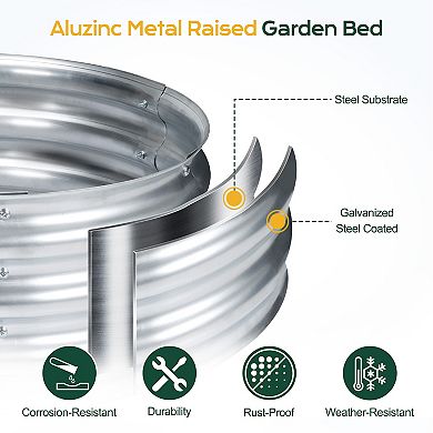 Aoodor Galvanized Raised Garden Bed Kit, 5.3 x 2.6 x 1.4 Ft, Oval Planter Box for Vegetables, Flower