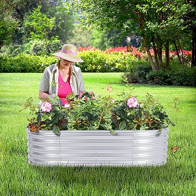 Aoodor Galvanized Raised Garden Bed Kit, 5.3 x 2.6 x 1.4 Ft, Oval Planter Box for Vegetables, Flower
