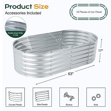 Aoodor Galvanized Raised Garden Bed Kit, 5.3 x 2.6 x 1.4 Ft, Oval Planter Box for Vegetables, Flower