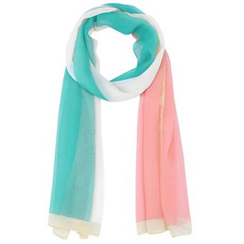 Women's Vintage Scarf, Multicolor Gradient Geometry Silky Lightweight Neckerchief Wrap for Casual