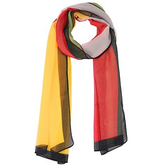 Women's Vintage Scarf, Multicolor Gradient Geometry Silky Lightweight Neckerchief Wrap for Casual