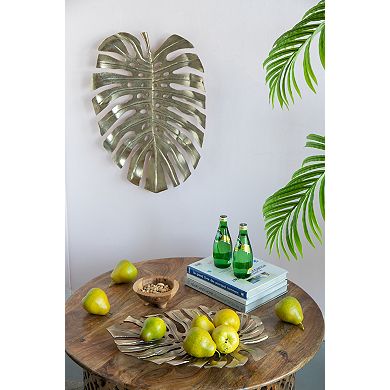 BEARSOLIM Gold 18.9-in. Monstera Leaf Metal Wall Decor
